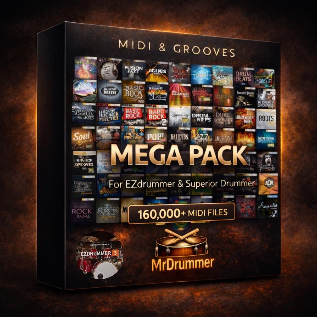 MIDI & Grooves Mega Pack for EZdrummer and Superior Drummer Professional Drum MIDI Bundle
