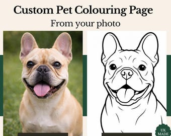 Hoja para colorear de perros / Página para colorear de mascotas personalizada a partir de tu foto: retrato de mascota personalizado, arte lineal, PDF y PNG imprimibles, página para colorear de perros