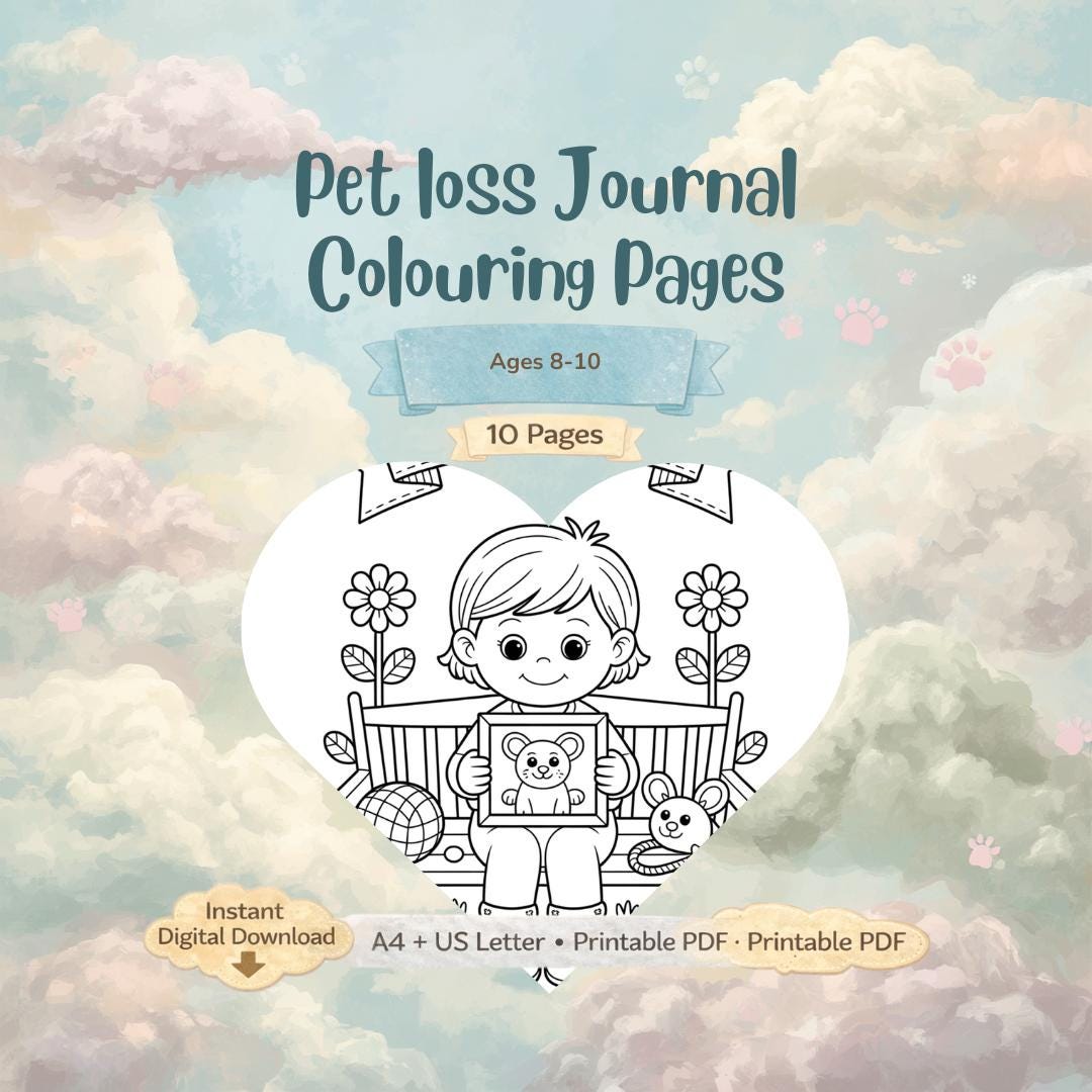 Pet Loss Worksheets &amp; Coloring Pages for Kids Printable PDF | Grief Journal Ages 8-10 | Pet ...