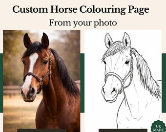 Coloriage cheval personnalisé à partir de votre photo - Coloriage cheval à imprimer, coloriage équestre pour adultes et enfants, PDF (pas d'article physique)