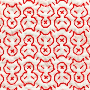 Cat Daruma Sashiko Pattern | Modern Japanese Cat Embroidery | DIY PDF Digital Download