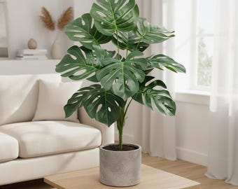 Foglia di Monstera / Stelo di pianta verde artificiale / Decorazione botanica tropicale artificiale