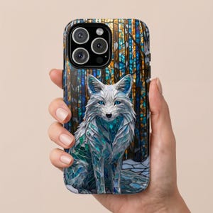 Polarfuchs iPhone Hülle - Jugendstil Design - Lebendige Mosaik Handyhülle