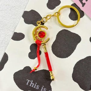 Frieren Magic Staff Metal Keychain, Mini Weapon Model Key Ring Bag Charm
