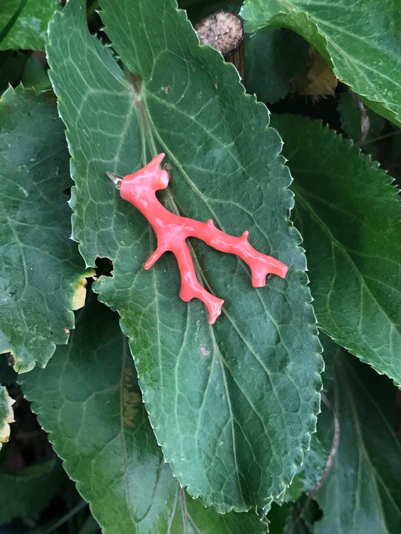 14k Natural Coral Pendant - Coral Branch