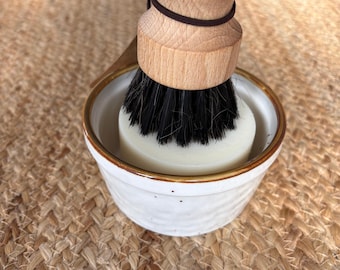 Duurzame afwasset - keramische kom, houten afwasborstel en vast afwasmiddel