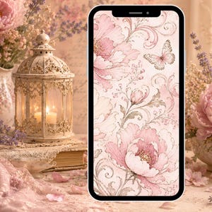 Pink Peony Wallpaper Bundle, iPhone Wallpaper, Floral Phone Background, iPad Desktop Wallpaper, Botanical Digital Download