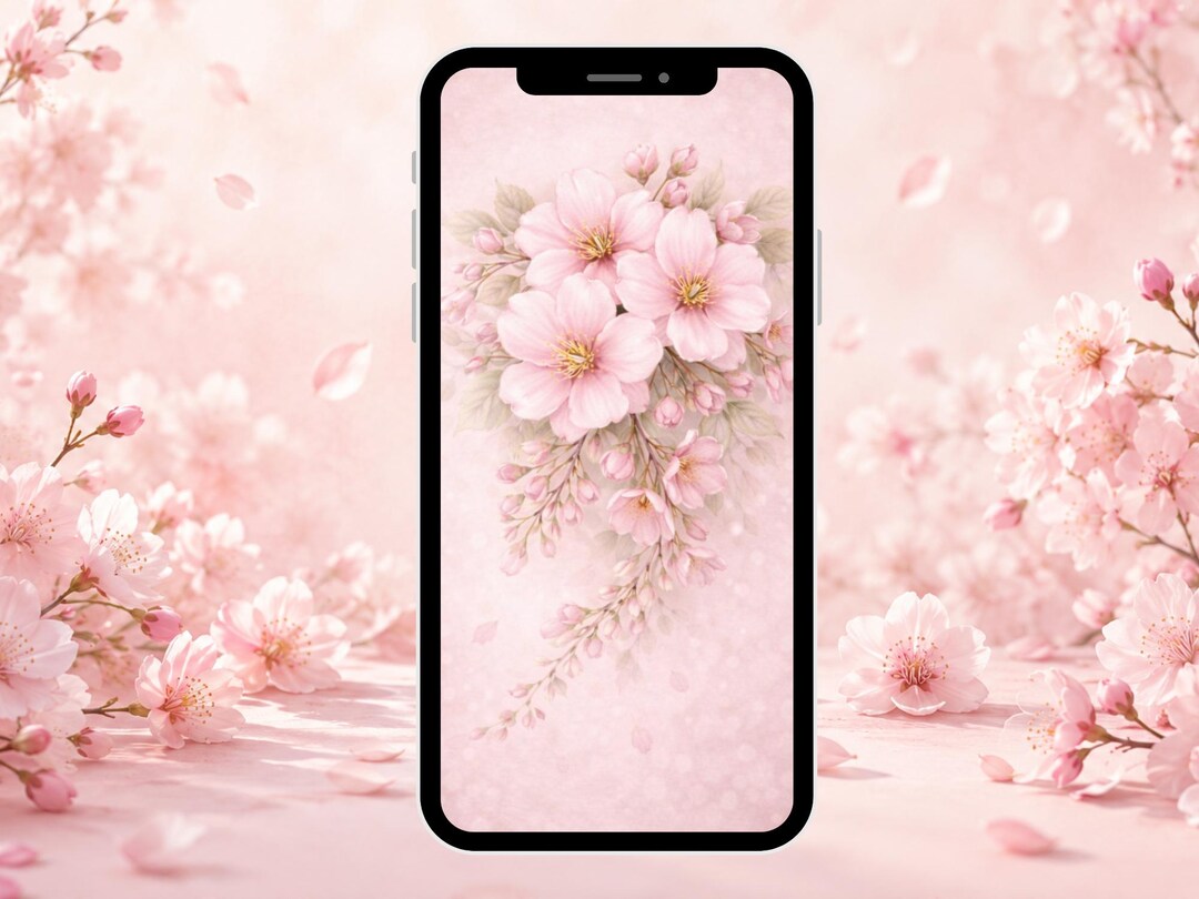 Blush Cherry Blossom iPhone Wallpaper, Pink Floral Botanical Lock ...