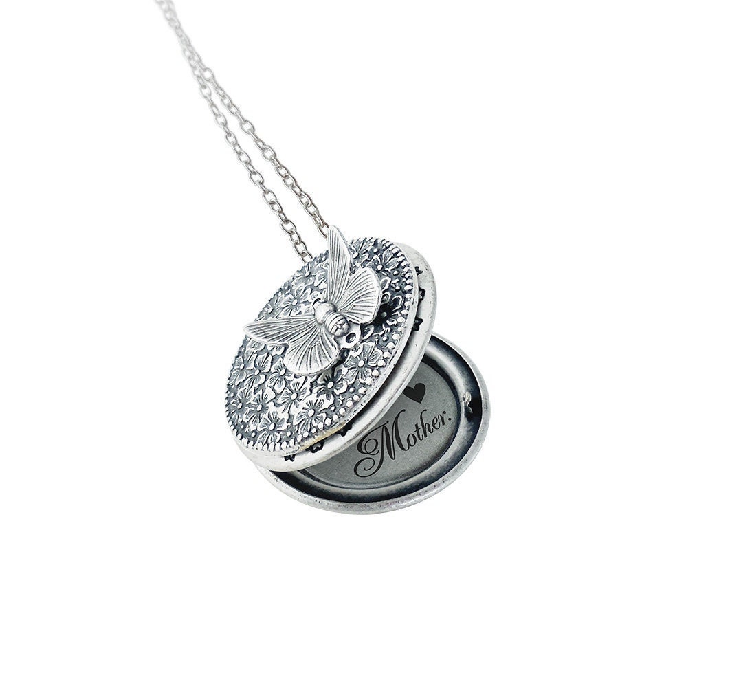 Engraved locket,message locket necklace,Personalized locket,Mom…