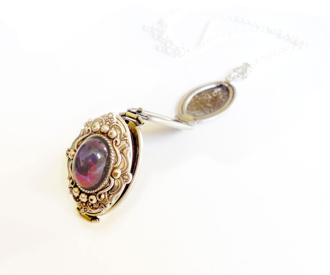 Four Photo Locket Dragon Breath Fire Opal Silver Locket.4 - Etsy