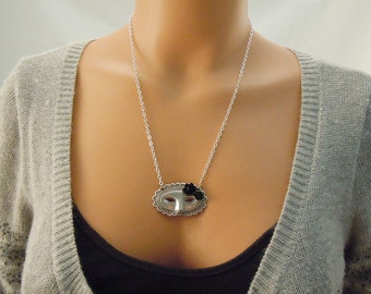 Mask Necklace, Silver Mask Necklace. Christmas gift