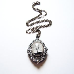 Tree locket,white,Art locket,Serenity Locket--- Mother&#39;s Day Gift.Christmas gift.silver locket.tree necklace