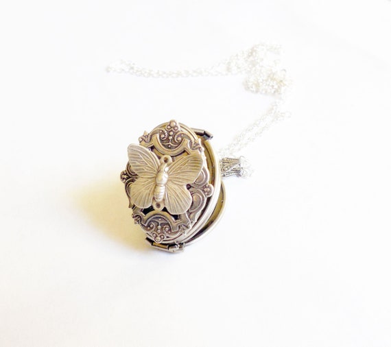 Four Photo Locket, Butterfly locket.4 Photo Locket.Family tree Locket, Anniversary Gift Engraved Locket, Locket With Photo.Birthday Gift