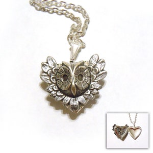 Heart Locket,Owl Locket,Graduation Gift.Heart Locket Guardian of the Tree: Owl Heart Locket-silver locket Mother&#39;s Day gift.Valentine&#39;s gift