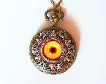 Tiger's Eyeball : Pocket watch necklace