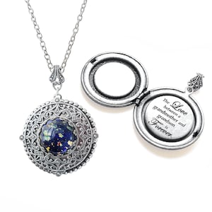 Blue Opal Silver Medaillon Bericht Medaillon Uniek moedercadeau. Cadeaus voor oma. Moederdagcadeau. Gegraveerd medaillon.  Foto medaillon