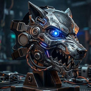 Cyberpunk-vargmask, bärbar cybervarg-cosplaymask, robotisk sci-fi-varghjälm, halloweendräktmask, 3D-tryckt mask