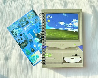 Cuaderno Frutiger Aero Webcore / Ambiente nostálgico / Scrapbooking, agendas, Hobonichis, Junk Journaling, Y2K (años 2000)