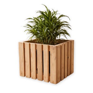 Pot de fleurs en bois – jardinière pour fleurs et arbustes en bois naturel, cache-plante