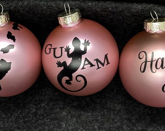 Pink Guam ornaments set of 3