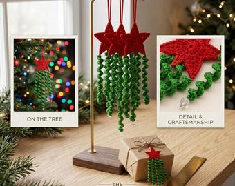 Weihnachtsstern-Windspiel-Ornament (Häkelanleitung für PDF-Download)