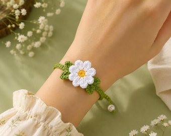 Häkelanleitung für ein Gänseblümchen-Armband (PDF), Schmuck-Tutorial für Anfänger
