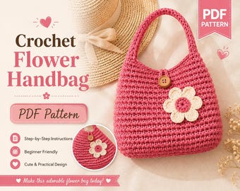 Häkelanleitung für eine Hobo-Tasche mit Blumenmuster, PDF-Tutorial für eine Gänseblümchen-Geldbörse