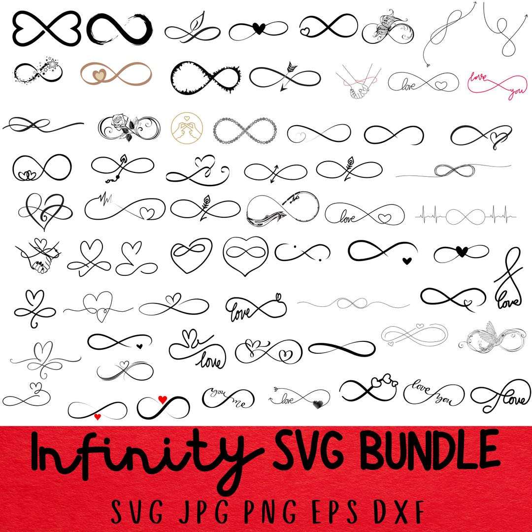 Infinity Symbol SVG Bundle: Heart Clipart, Silhouette (digital Download ...