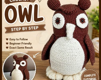 Häkelanleitung für eine Waldohreule (PDF), Amigurumi-Plüschtier-Tutorial (Digitaler Download)