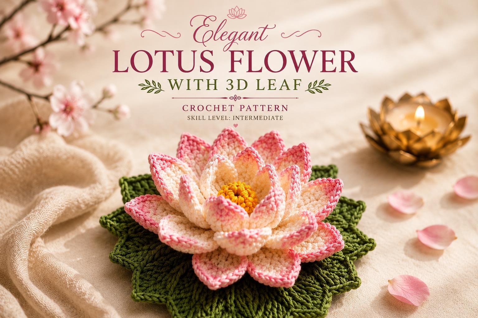 18 Lotus Flower Crochet Patterns for Beautiful Decor, Gifts, and Giftable Makes 16 Elegant Lotus Flower Crochet Pattern (3D Leaf Tutorial)