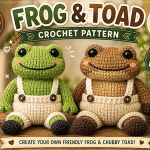 Groda och padda stickmönster | Amigurumi plyschleksak (digital nedladdning)