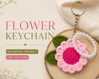 Häkelanleitung für ein Blumen-Armband mit Schlüsselanhänger, inklusive Perlenarmband (Digitaler Download)