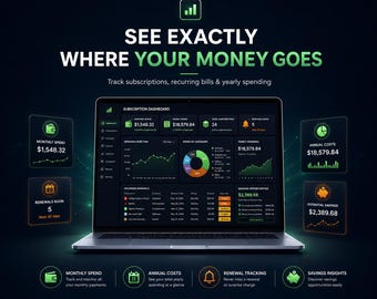 Subscription Tracker Excel Template | Digital Planner