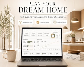 First Home Renovation Planner - Excel Spreadsheet Budget Tracker - DIY Home Project Dashboard