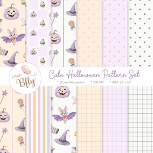 Cute Halloween Digital Papers, Halloween Digital Paper Pack, Pumpkin Seamless Pattern, Halloween Pattern Set, Halloween Seamless Paper