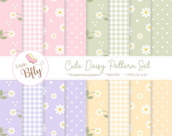 Papel digital de margaritas, paquete de fondos de margaritas, flores de primavera, papel para álbumes de recortes, conjunto de patrones de margaritas, papeles digitales sin costuras con flores de margaritas - 2