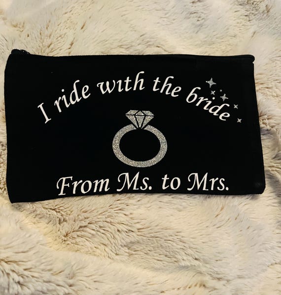 I ride with the bride small black canvas bag.