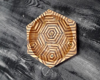 Coin/Ring Dish, Patterned Plywood