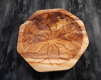 Mandala Shaped Bowl, Reclaimed Wood
