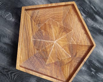 Pentagon Shaped Bowl, Reclaimed Wood