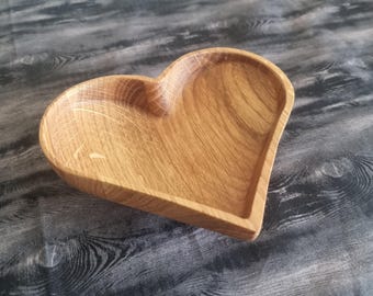 Heart Shaped Bowl, Reclaimed Wood, Oak