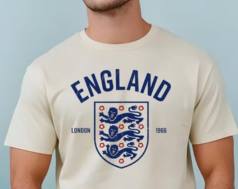 Vintage England Three Lions Football Shirt, Retro Soccer Tee, World Cup 2026 Fan Shirt