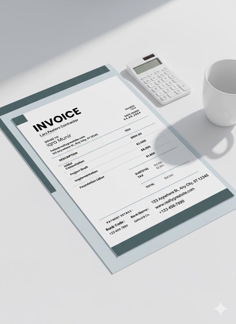 Foundation Invoice Invoice Template for Small Business Editable Printable Design (canva ...