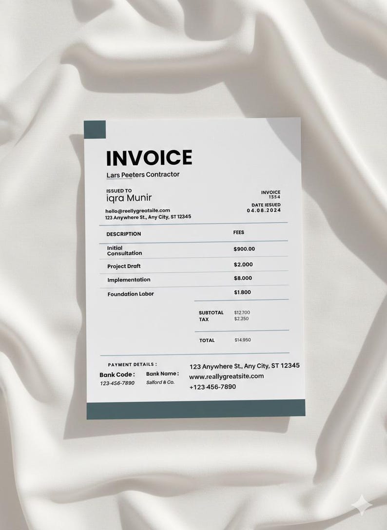 Invoice Template for Small Business Editable Printable Design (canva ...