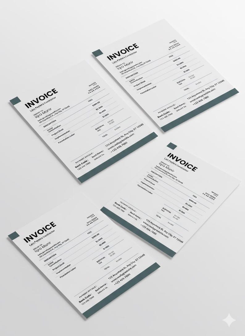 Invoice Template for Small Business Editable Printable Design (canva ...