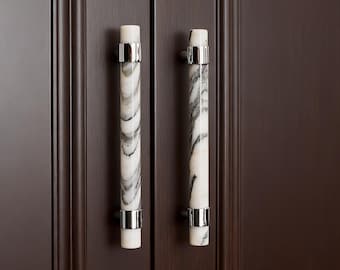 White Natural Marble Silver Cabinet Pull: Brass Black Marble Drawer Pulls