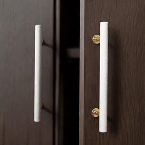 White Leather Cabinet Pull: Khaki Kitchen Drawer Handles