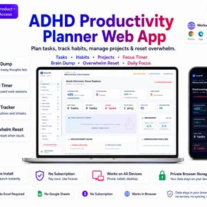ADHS Produktivitätsplaner Web App mit Aufgaben, Gewohnheiten & Fokustimer