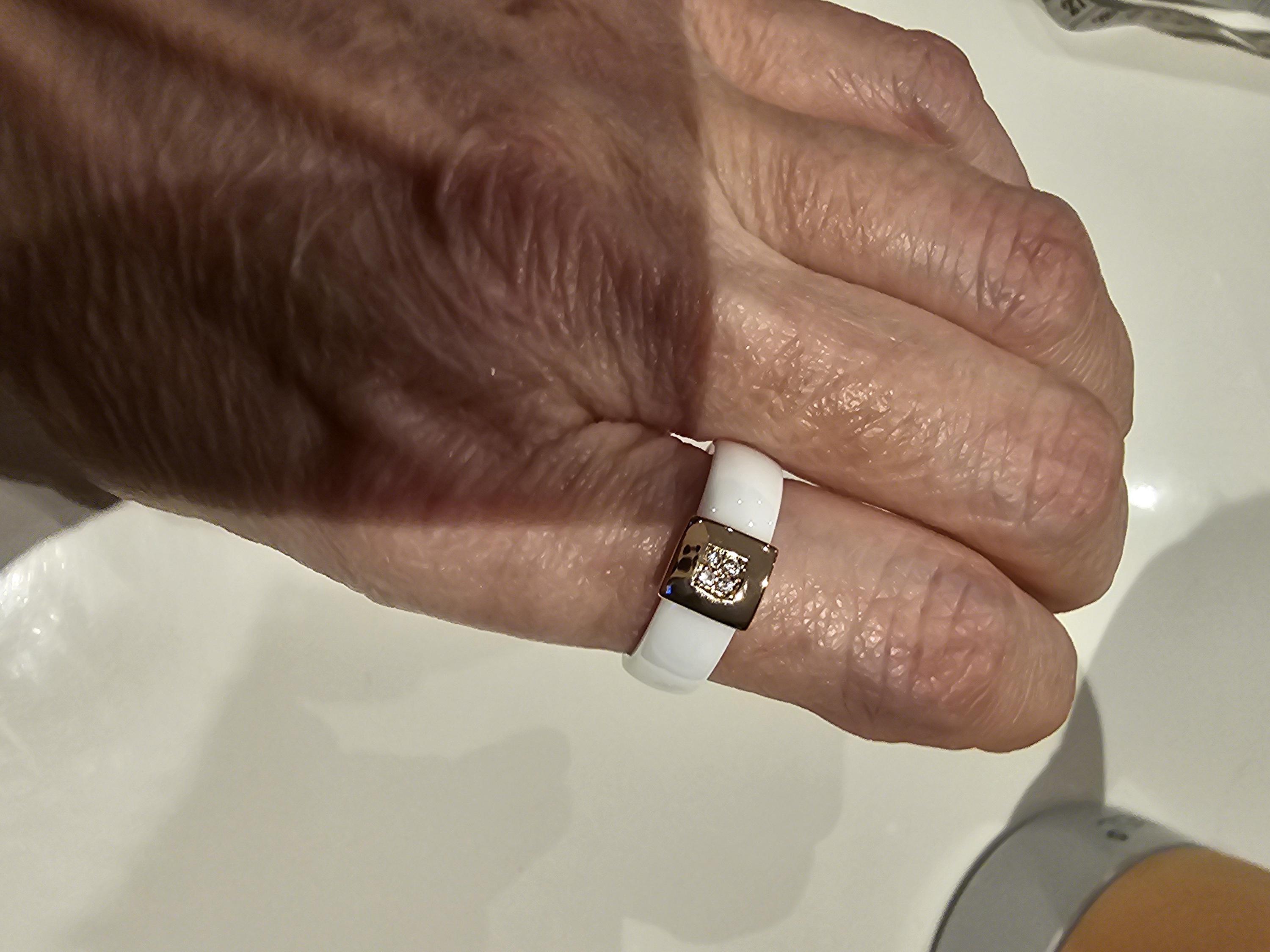 Bague Argent Massif 925 Jonc Alliance | Anneau Dôme Céramique Créateur Taille 51