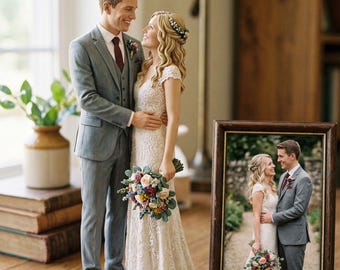 Figurine de couple personnalisée, sculpture de mariage 3D peinte à la main, souvenir d'anniversaire